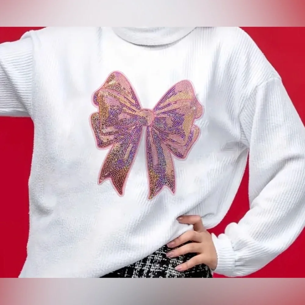 Pink Sequins Iron-On Appliqué Bow, DIY, Crafts, Clothes, Home, Embellishments